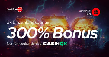 CasinOK: 300 % Bonus bis zu 6.000 €